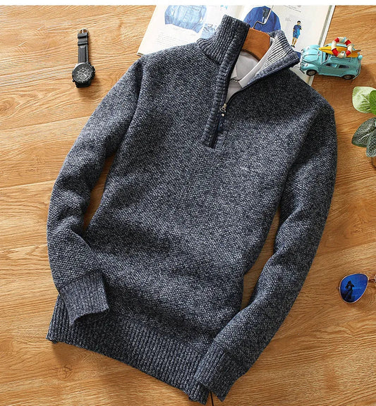 Half-Zip Knitted Sweater | Wool Blend | Warm & Stylish