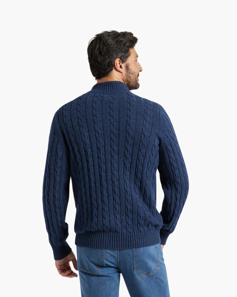 Men’s Cable-Knit Half-Zip Sweater | Warm & Stylish | Classic Design