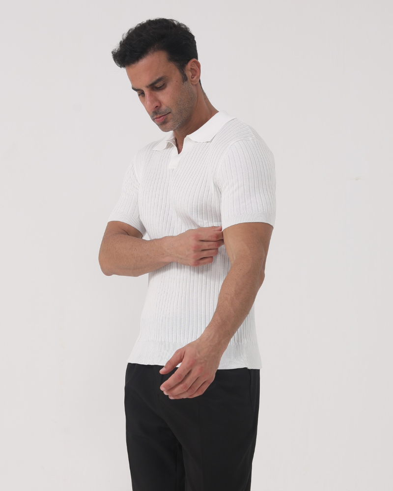 Ribbed Knit Polo Shirt | Sleek & Modern | Smart-Casual Essential