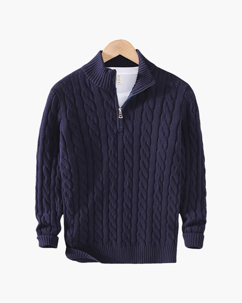 Men’s Cable-Knit Half-Zip Sweater | Warm & Stylish | Classic Design