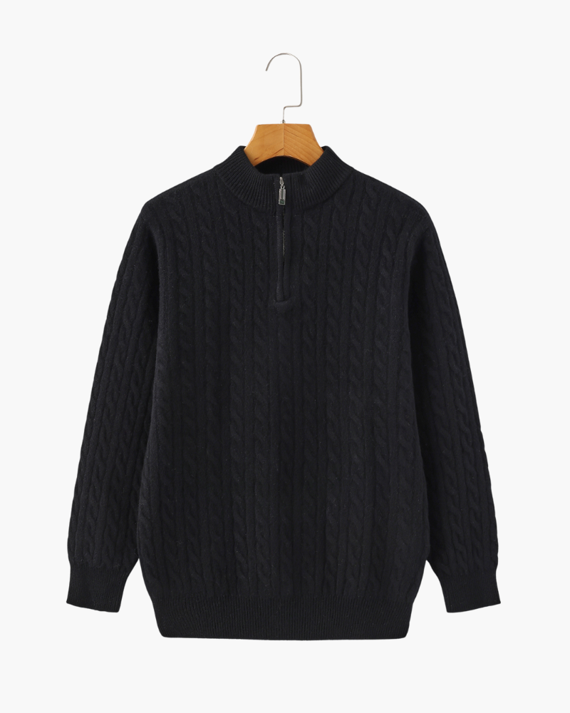 Men's Cable-Knit Half-Zip Sweater | Warm & Stylish | Classic Winter Essential