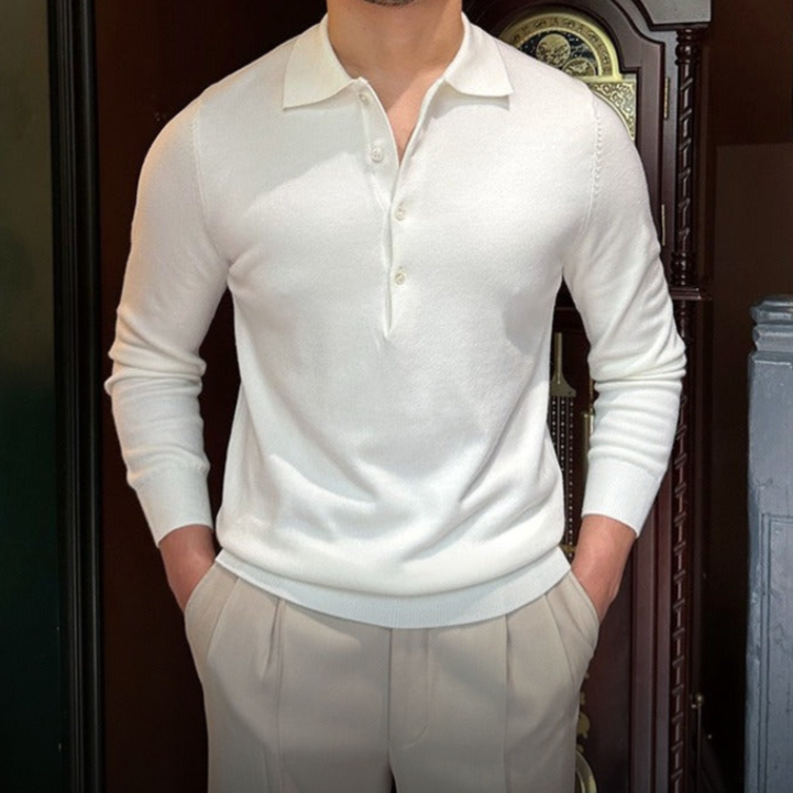 Knitted Long-Sleeve Polo | Elegant & Breathable | Perfect for Smart-Casual Styling