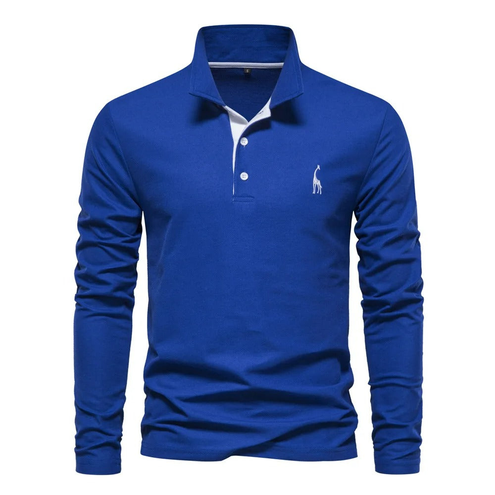 Long-Sleeve Polo Shirt | Cotton Blend | Classic & Versatile