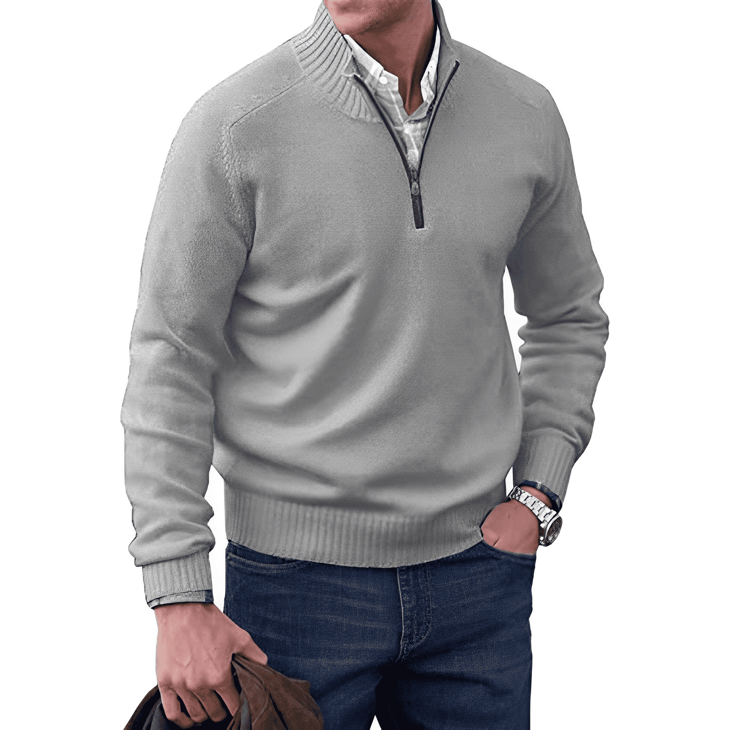 Men's Quarter-Zip Sweater | Cotton Blend | Smart & Versatile