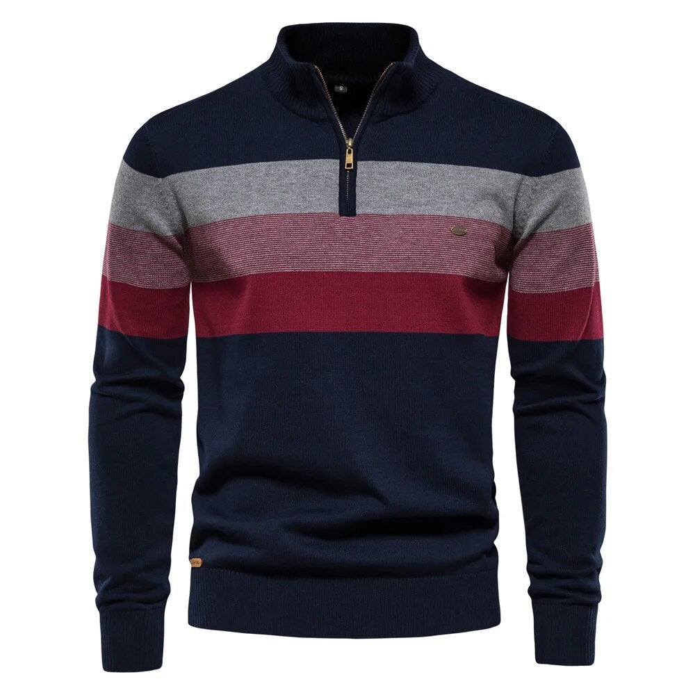 Striped Half-Zip Sweater | Warm & Stylish | Casual Knitwear