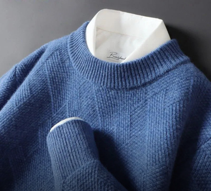 Men's Textured Knit Sweater | Wool Blend | Warm & Stylish