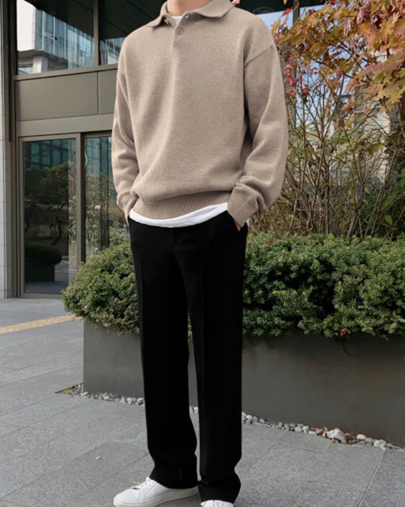 Men's Collared Knit Sweater | Warm & Stylish | Smart-Casual Essential