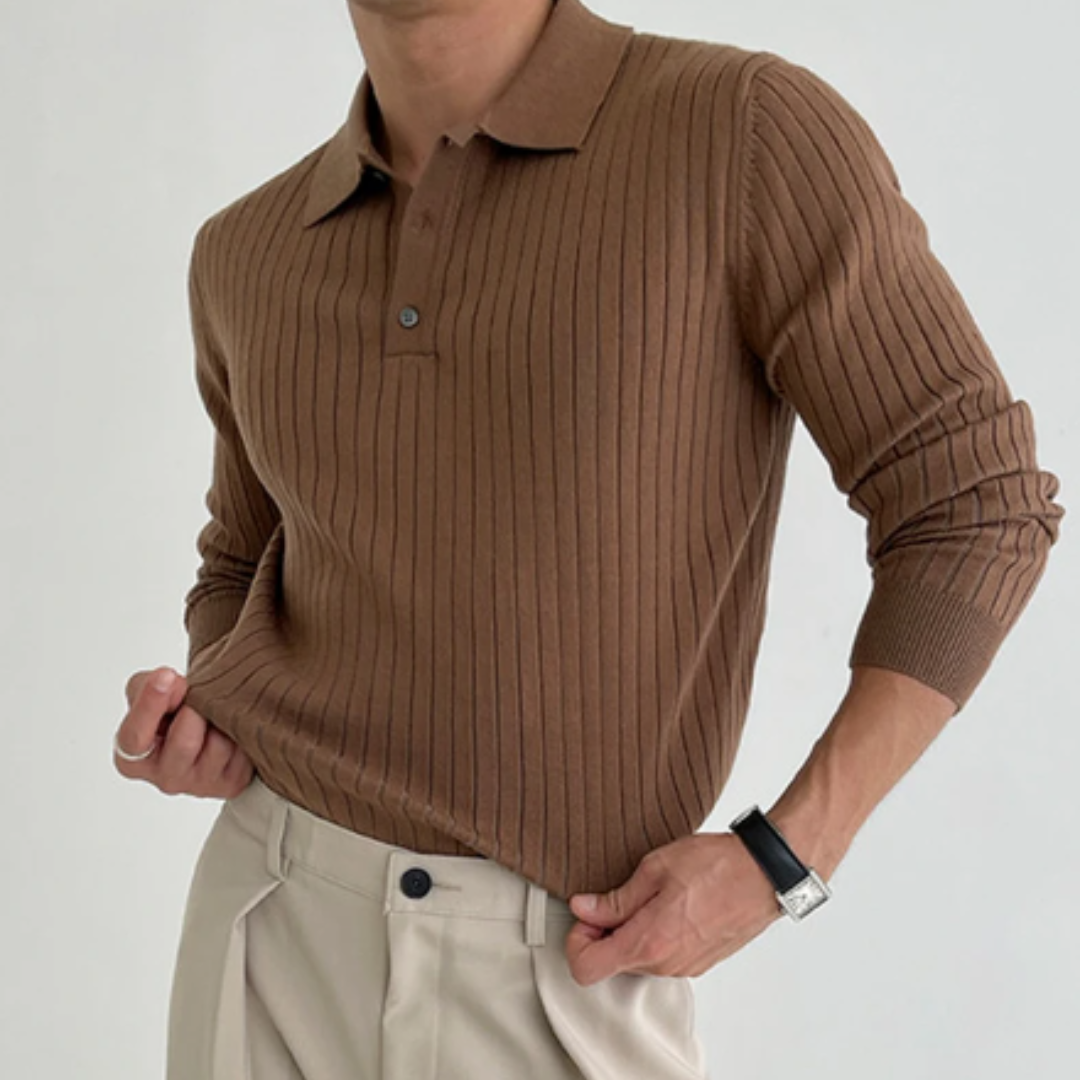 Men’s Ribbed Knit Polo Shirt | Classic & Stylish | Smart-Casual Essential