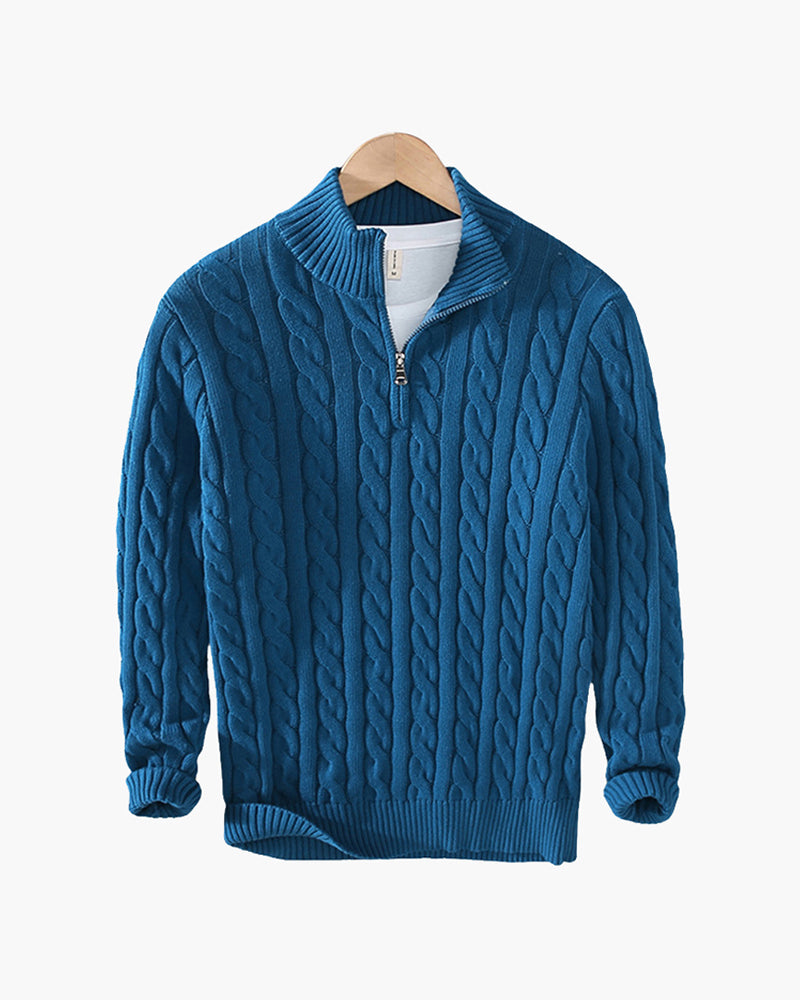 Men’s Cable-Knit Half-Zip Sweater | Warm & Stylish | Classic Design