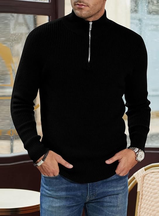 Ribbed Quarter-Zip Sweater | Warm | Classic & Versatile