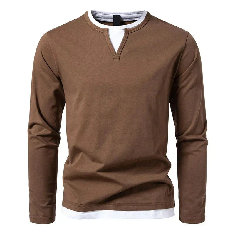 Contrast-Trim Henley Shirt | Cotton Blend | Casual & Stylish