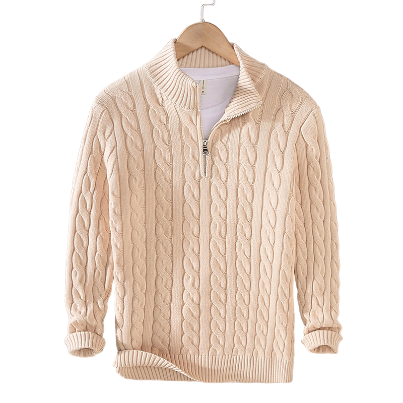 Cable-Knit Half-Zip Sweater | Soft Cotton Blend | Warm & Stylish