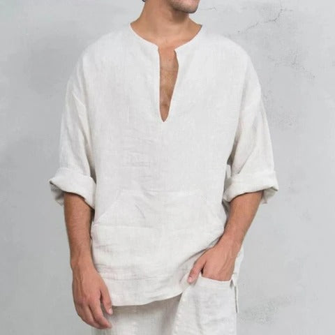 Men’s Linen Tunic Shirt | Lightweight | Relaxed & Breathable