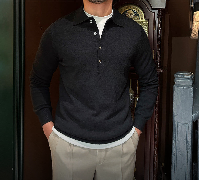 Men's Long-Sleeve Polo Shirt | Cotton Blend | Elegant & Versatile