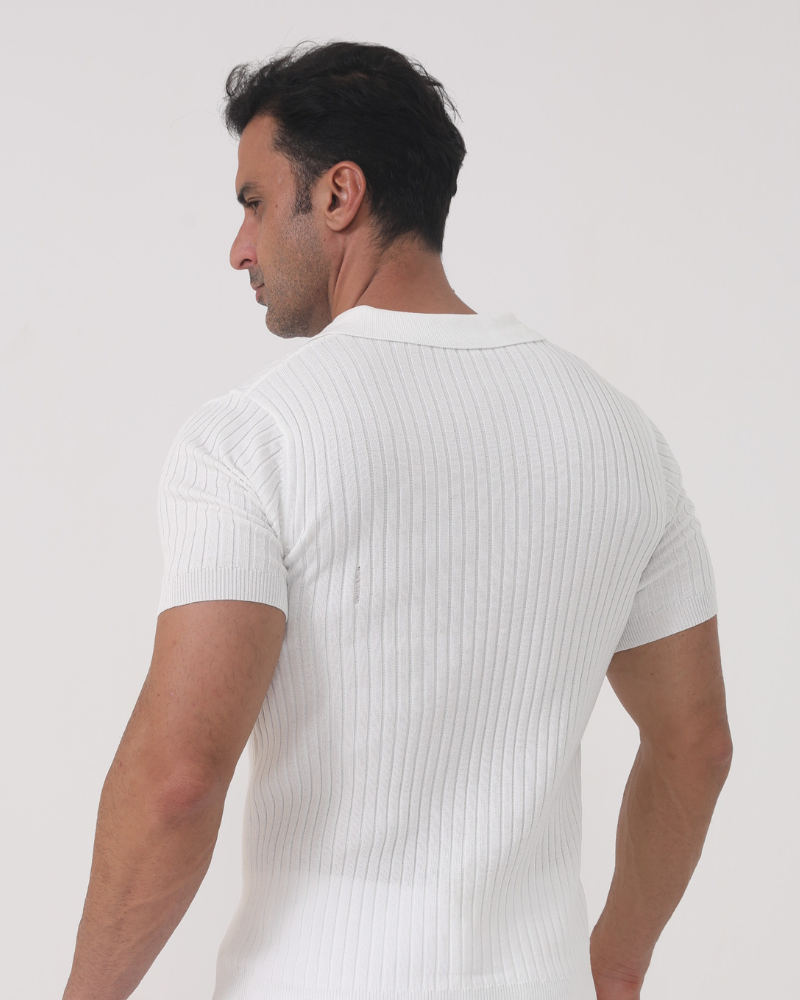 Ribbed Knit Polo Shirt | Sleek & Modern | Smart-Casual Essential