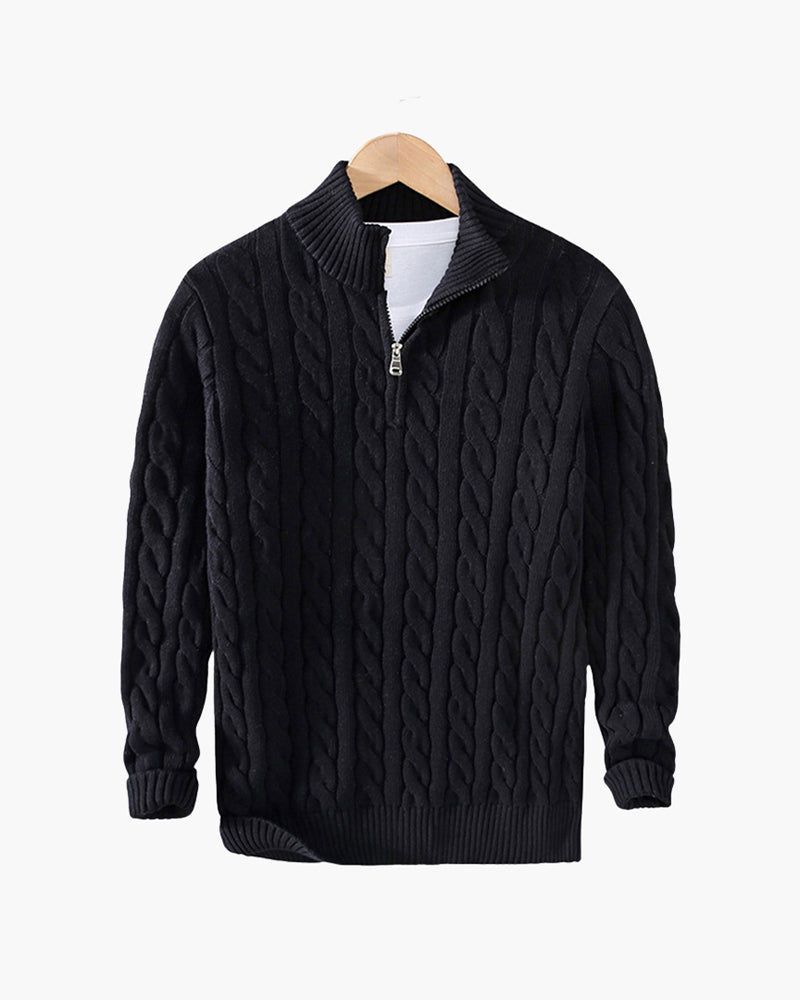 Men’s Cable-Knit Half-Zip Sweater | Warm & Stylish | Classic Design