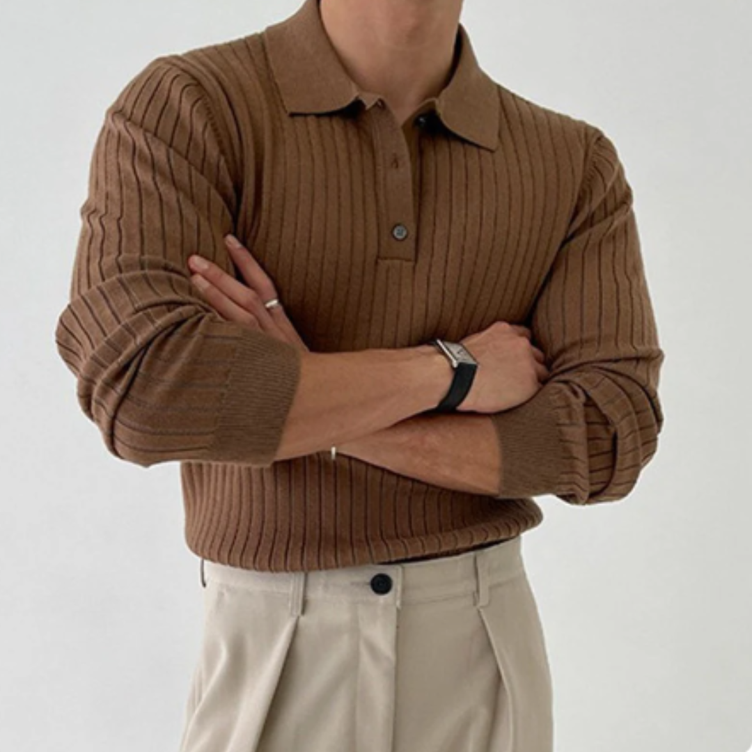 Men’s Ribbed Knit Polo Shirt | Classic & Stylish | Smart-Casual Essential