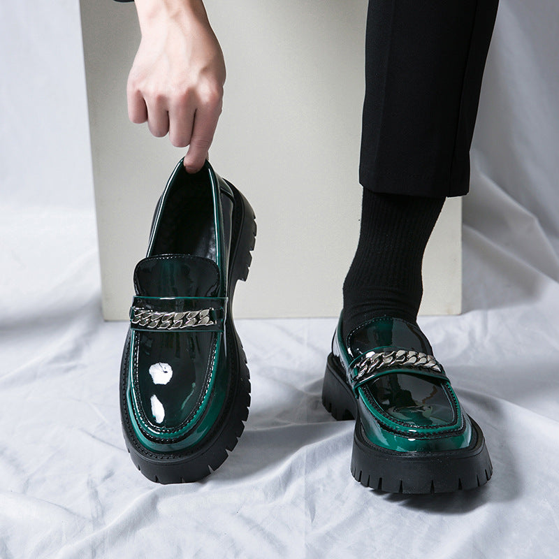 Chunky Patent Leather Loafers | Chain Detail | Modern & Stylish