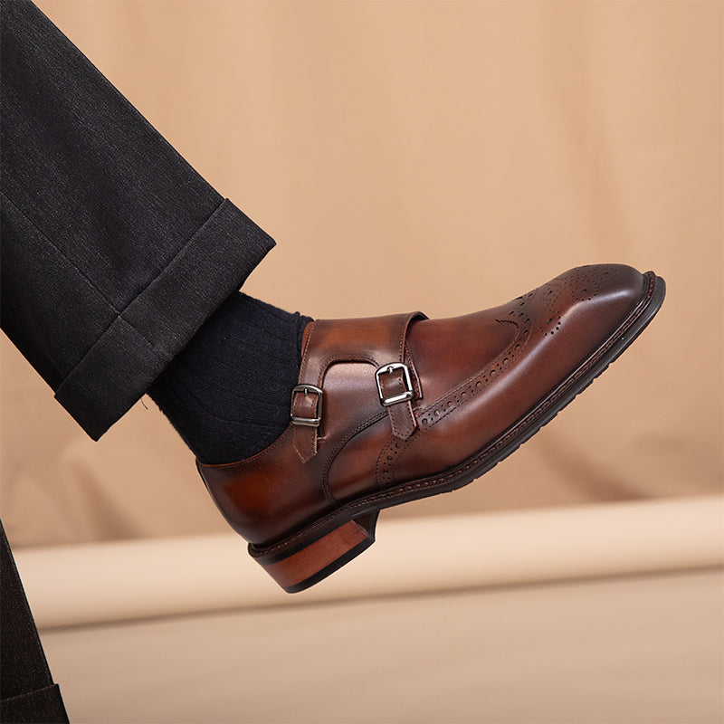 Men’s Leather Monk Strap Shoes | Classic & Sophisticated | Perfect for Formal Wear