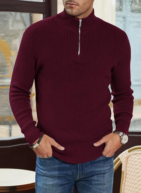 Ribbed Quarter-Zip Sweater | Warm | Classic & Versatile