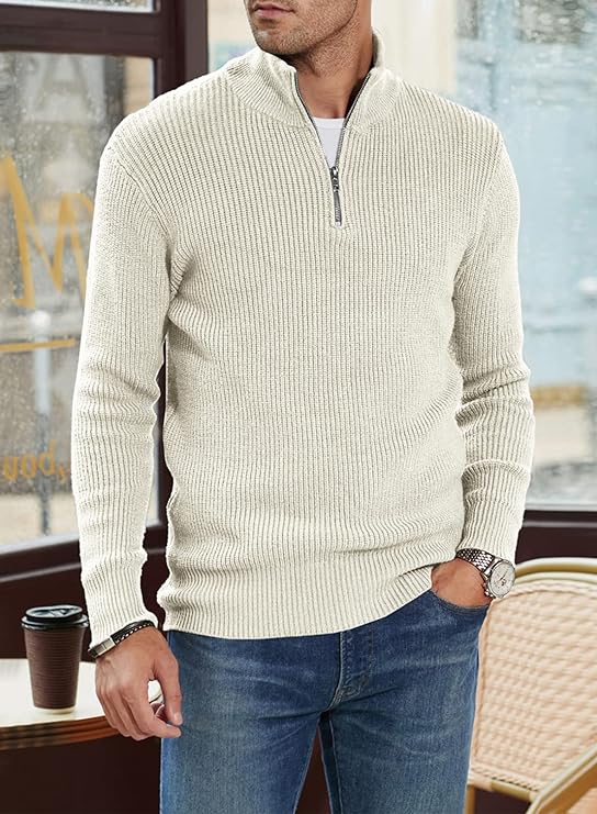 Ribbed Quarter-Zip Sweater | Warm | Classic & Versatile