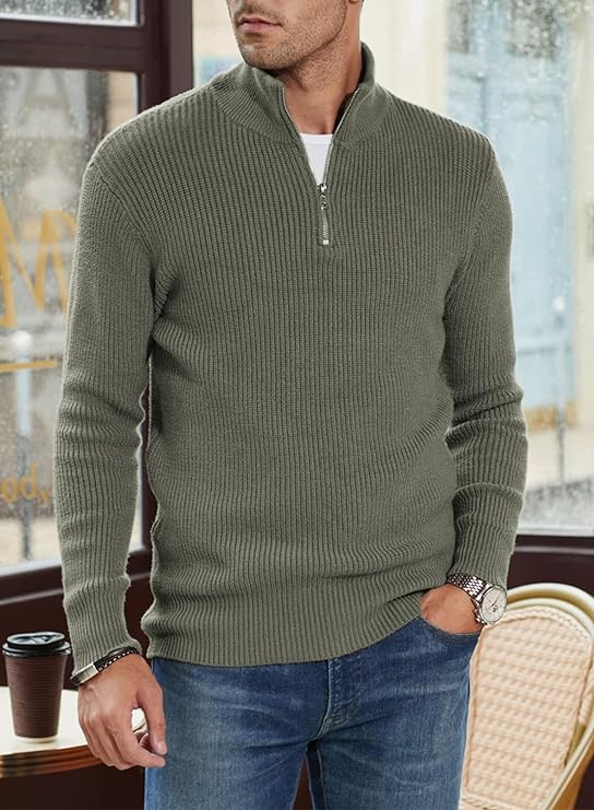 Ribbed Quarter-Zip Sweater | Warm | Classic & Versatile