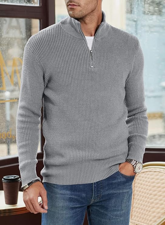 Ribbed Quarter-Zip Sweater | Warm | Classic & Versatile