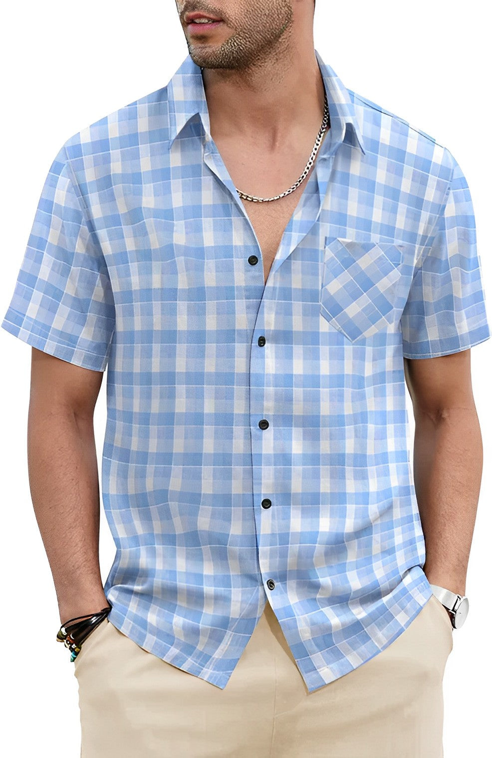 Checkered Short-Sleeve Shirt | Lightweight & Breathable | Casual Summer Wear