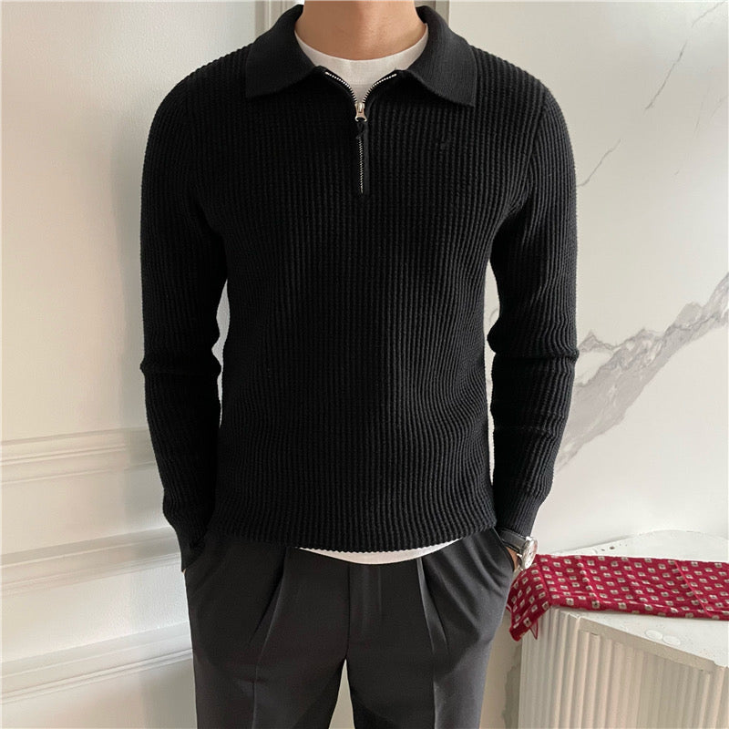 Collared Half-Zip Knit Sweater | Elegant & Versatile | Soft Knit Comfort