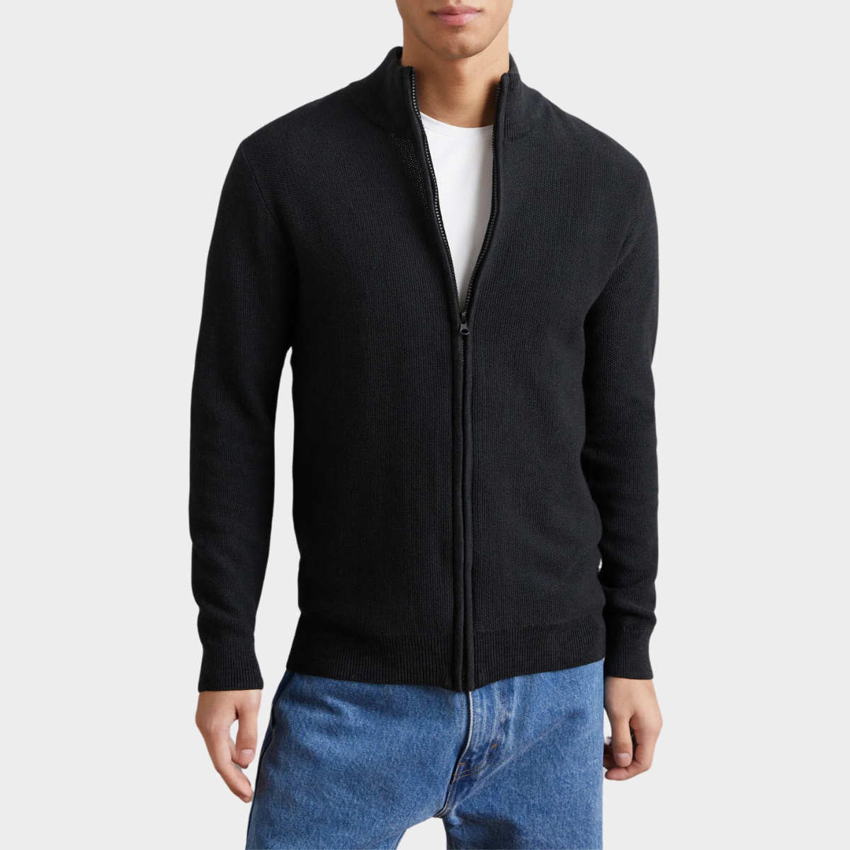 Zip-Up Cardigan | Wool Blend | Lightweight & Stylish