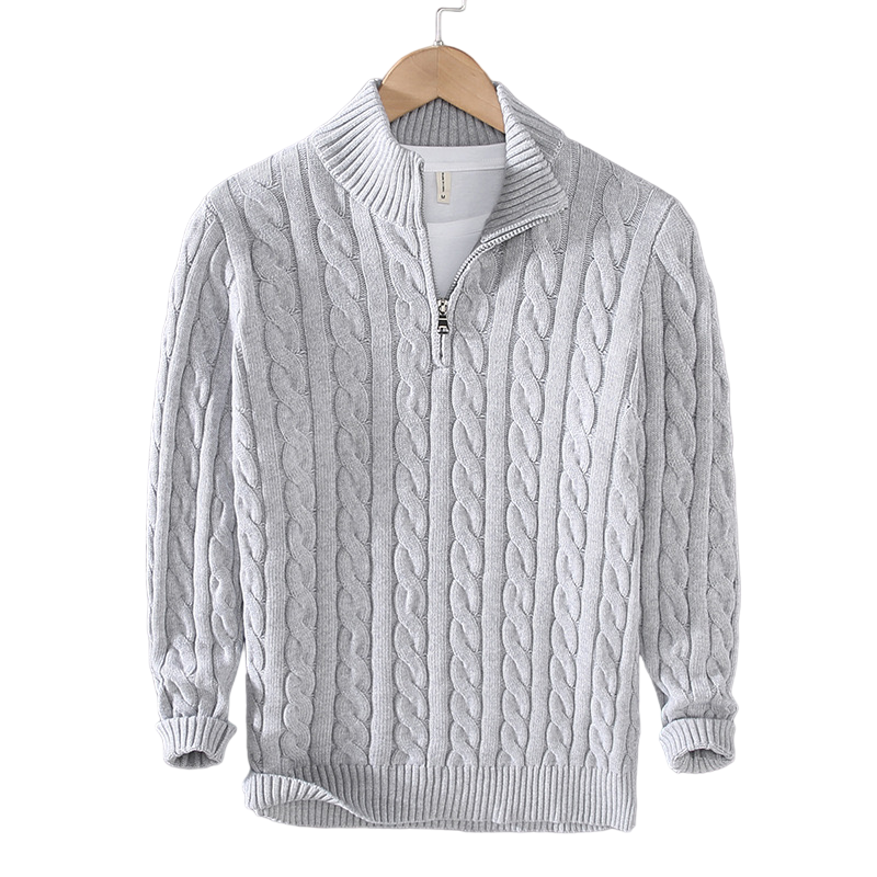 Cable-Knit Half-Zip Sweater | Soft Cotton Blend | Warm & Stylish