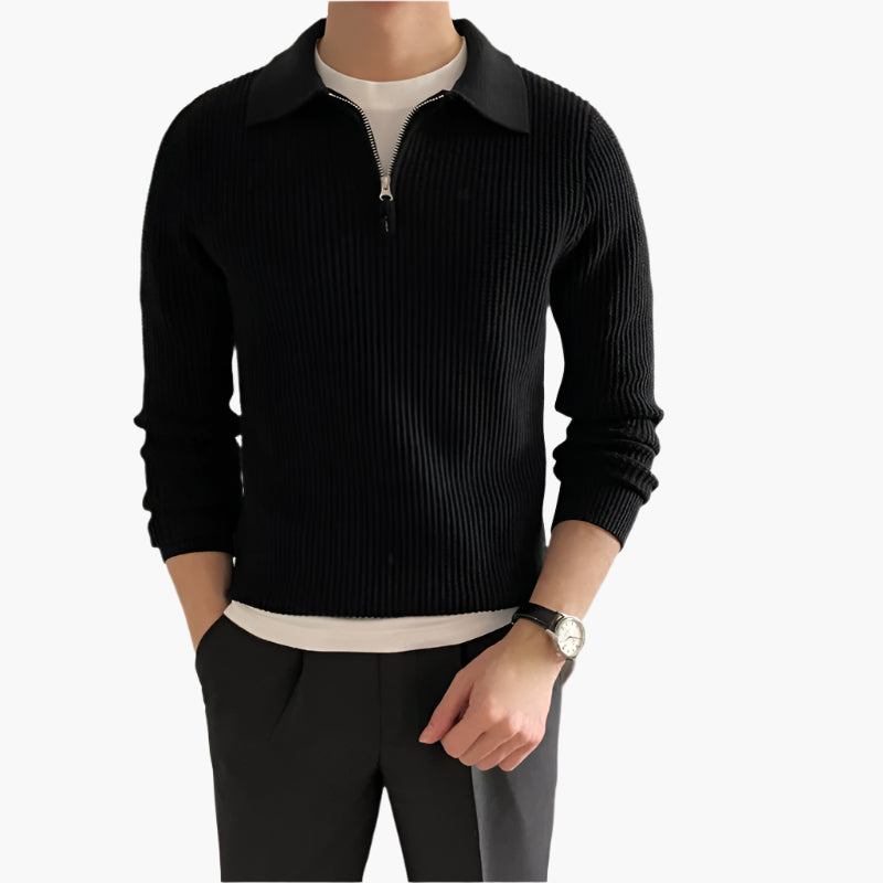 Collared Half-Zip Knit Sweater | Elegant & Versatile | Soft Knit Comfort