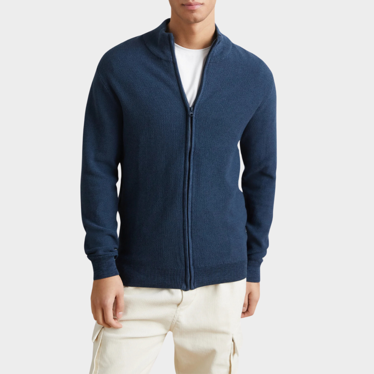 Zip-Up Cardigan | Wool Blend | Lightweight & Stylish