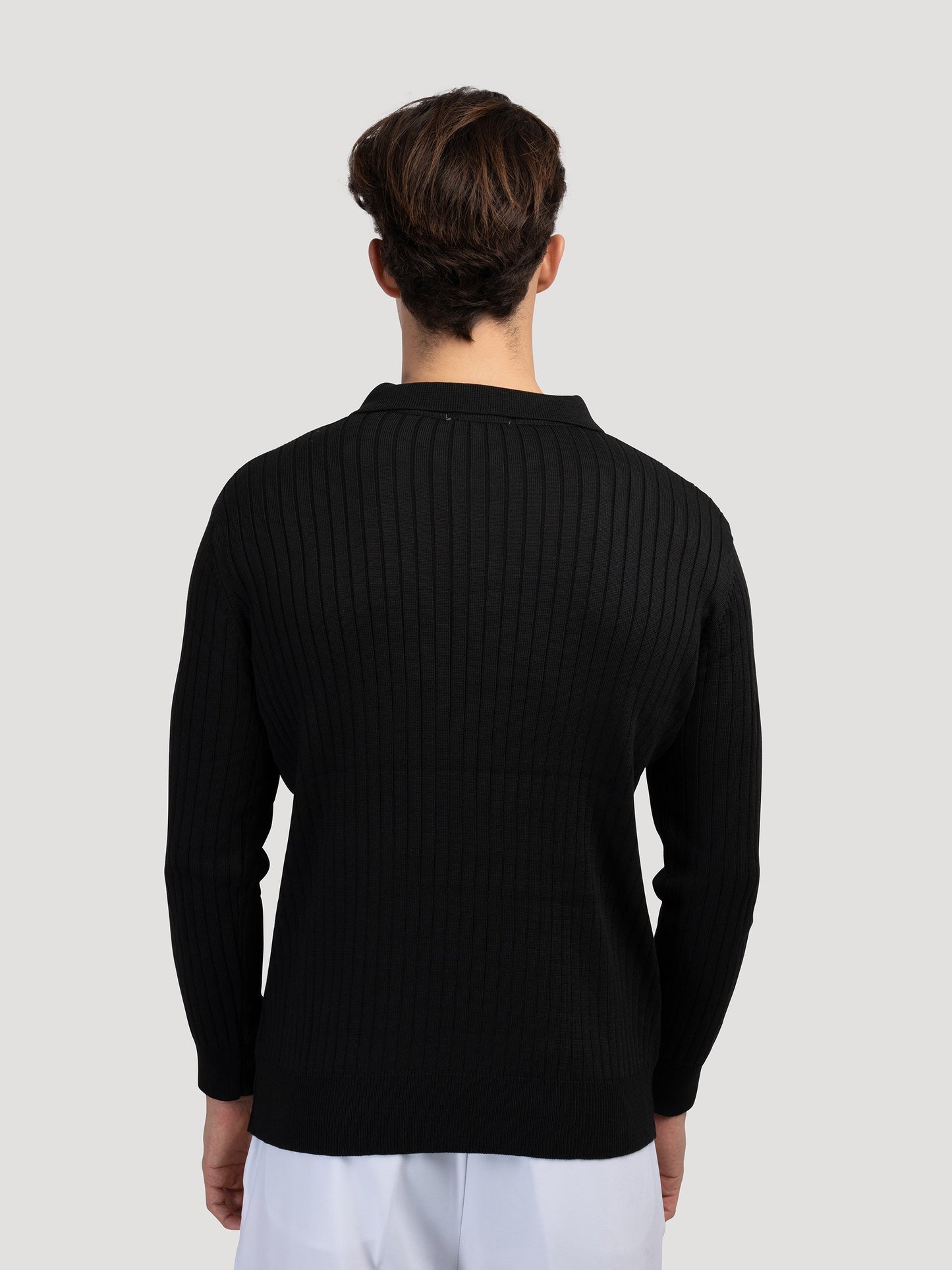 Ribbed Knit Polo Shirt | Cotton Blend | Elegant & Versatile