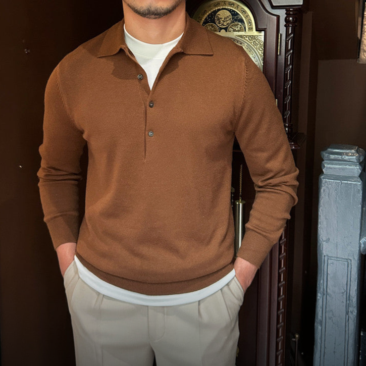 Knitted Long-Sleeve Polo | Elegant & Breathable | Perfect for Smart-Casual Styling