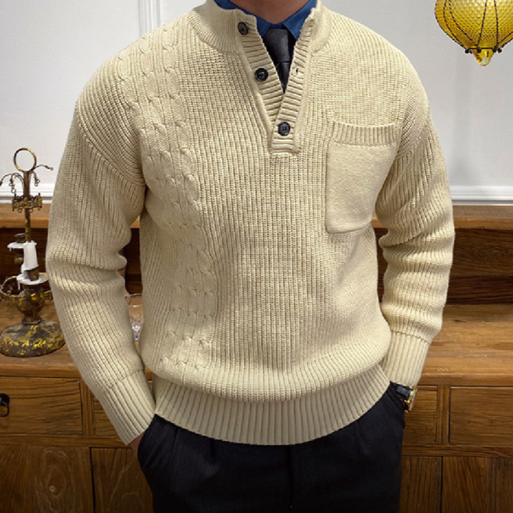 Men's Quarter-Zip Knit Sweater | Wool Blend | Warm & Sophisticated