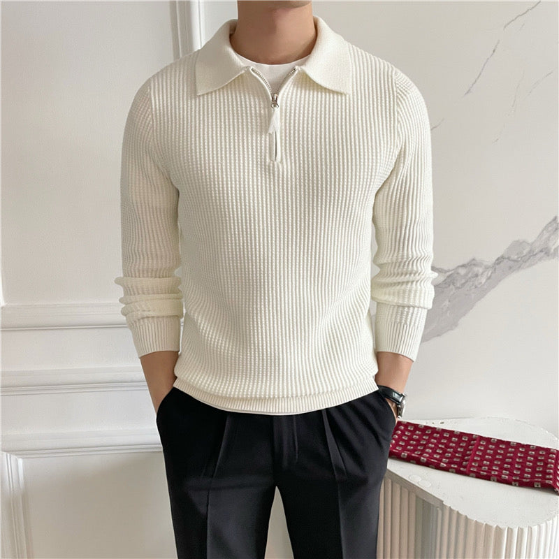 Collared Half-Zip Knit Sweater | Elegant & Versatile | Soft Knit Comfort