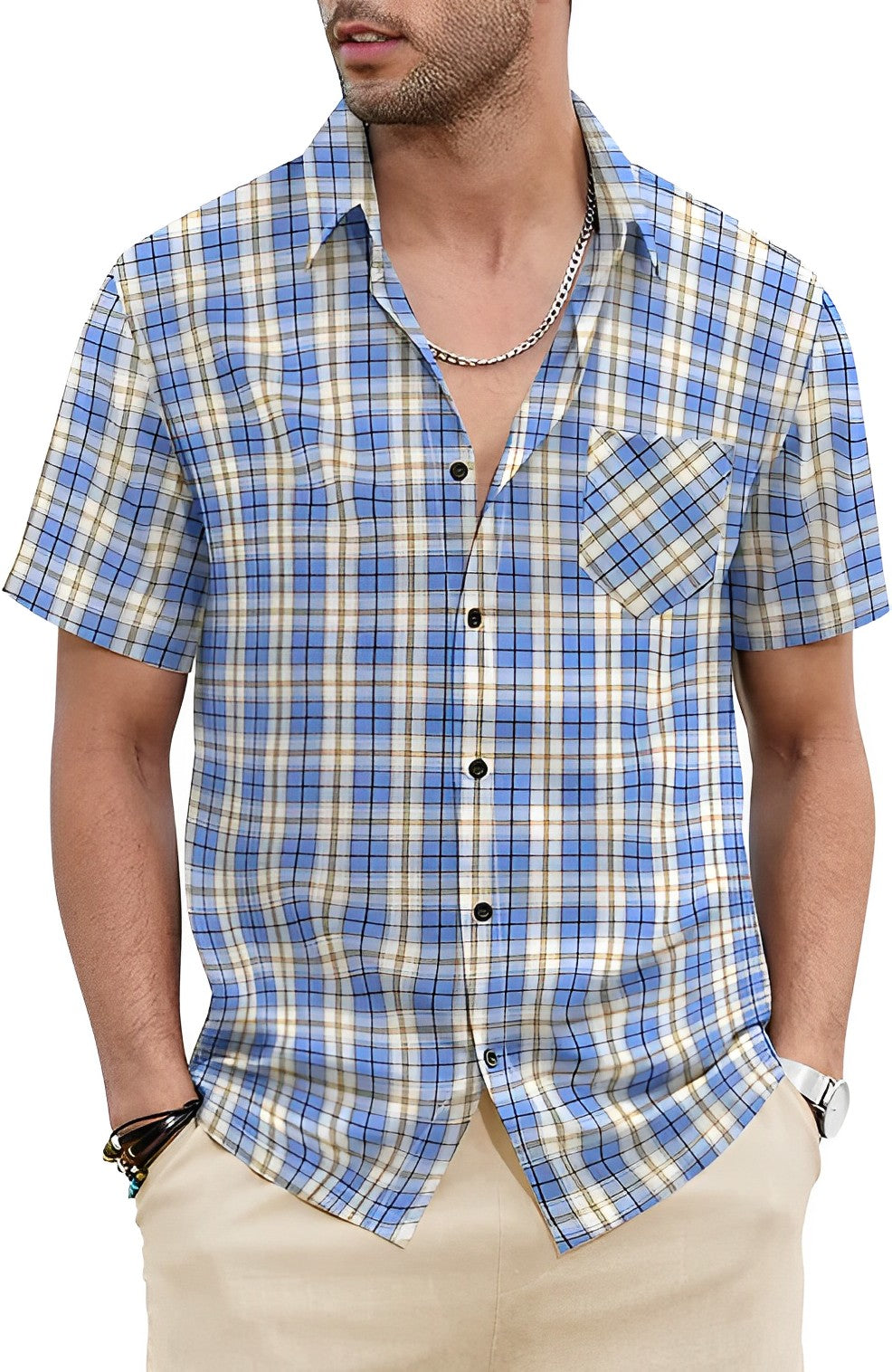 Checkered Short-Sleeve Shirt | Lightweight & Breathable | Casual Summer Wear