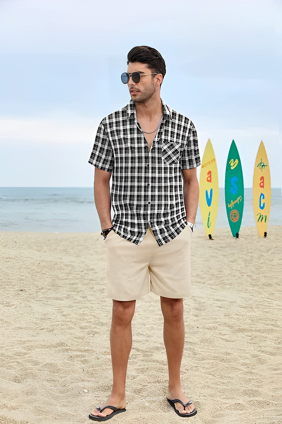 Checkered Short-Sleeve Shirt | Lightweight & Breathable | Casual Summer Wear