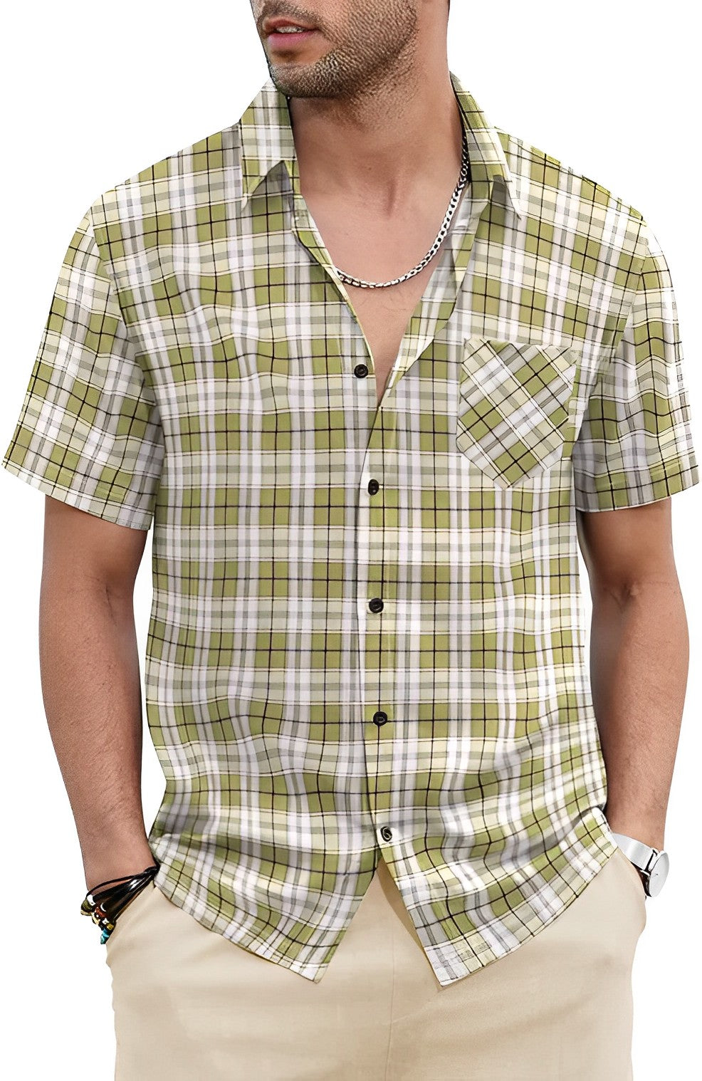 Checkered Short-Sleeve Shirt | Lightweight & Breathable | Casual Summer Wear