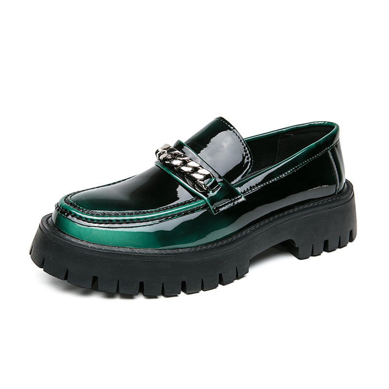 Chunky Patent Leather Loafers | Chain Detail | Modern & Stylish