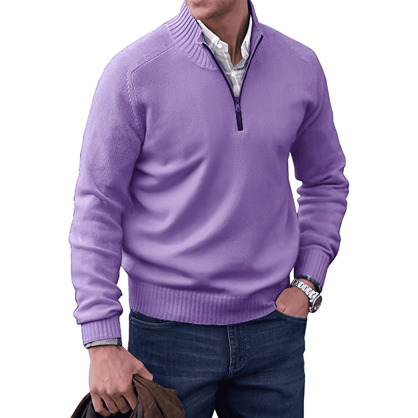 Men's Quarter-Zip Sweater | Cotton Blend | Smart & Versatile