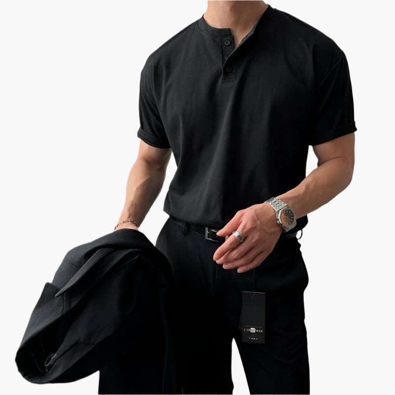 Mandarin Collar Polo Shirt | Smart Casual | Breathable & Stylish