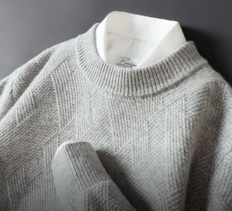 Men's Textured Knit Sweater | Wool Blend | Warm & Stylish