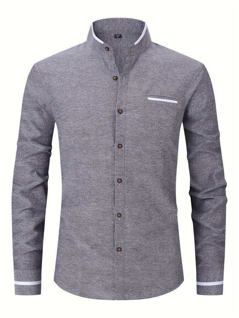 Mandarin Collar Shirt | Cotton Blend | Modern & Sophisticated