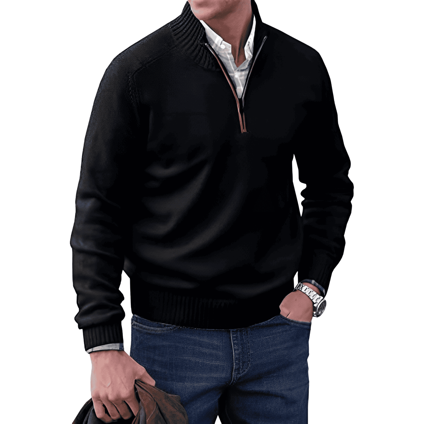 Men's Quarter-Zip Sweater | Cotton Blend | Smart & Versatile