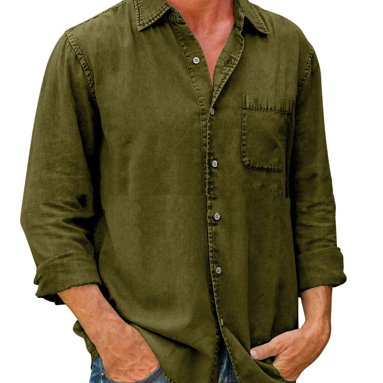 Linen Button-Up Shirt | Men's | Lightweight & Stylish