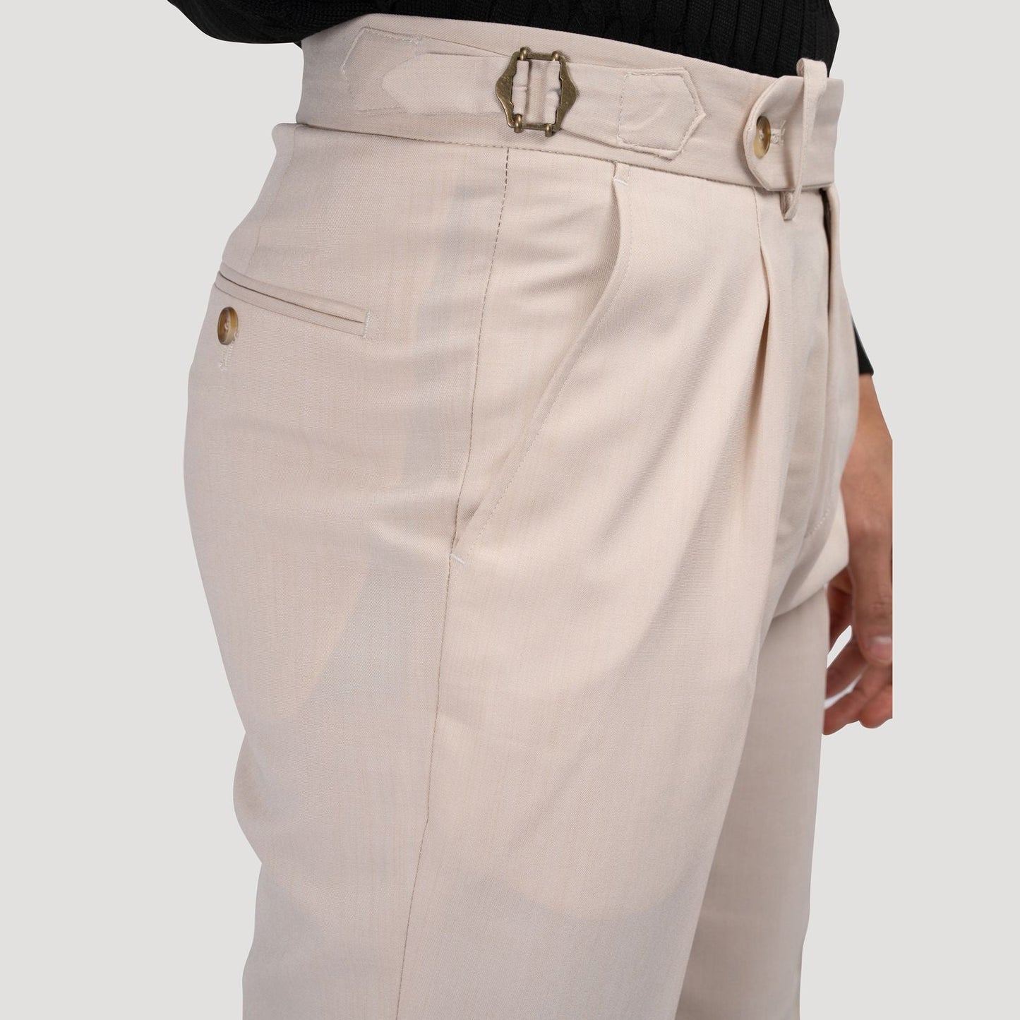 High-Waisted Pleated Trousers | Tailored Fit | Adjustable Waist