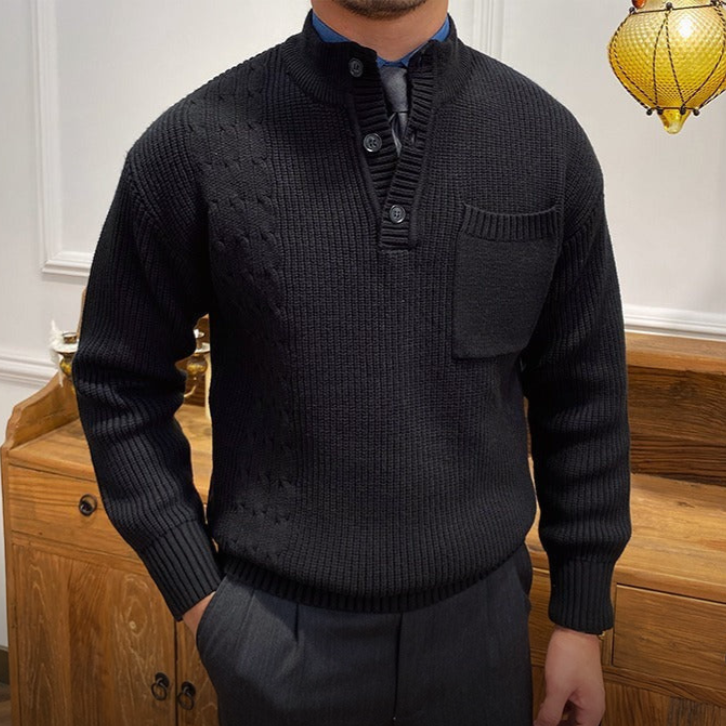 Men's Quarter-Zip Knit Sweater | Wool Blend | Warm & Sophisticated