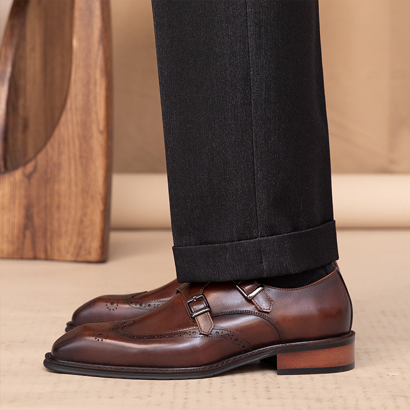 Men’s Leather Monk Strap Shoes | Classic & Sophisticated | Perfect for Formal Wear